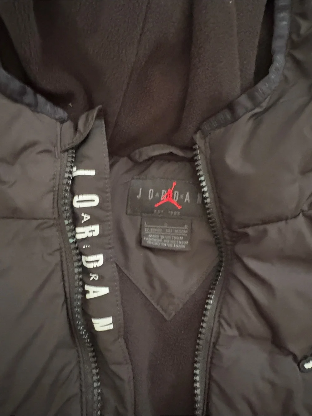 Jordan Black Hooded Puffer Jacket with White Jumpman